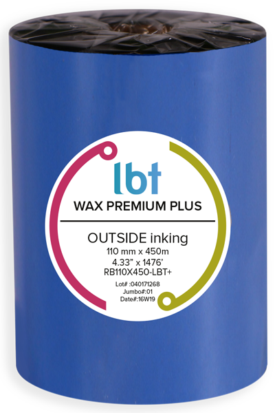 Ribbon o Cinta de impresión LBT WAX PREMIUM PLUS 110x450 de alta calidad