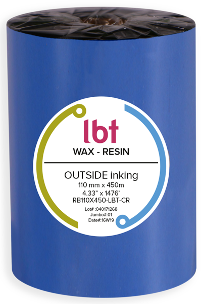 Ribbon o Cinta de impresión LBT WAX-RESIN 110x450 de alta calidad